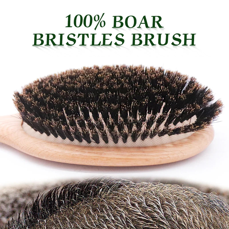 BOOMSLIFE Custom Logo Boar Bristle Hair Brush Women Wood HairBrush Detangle Straightener Hair Comb for Hair Barber Accessories Zpaxo