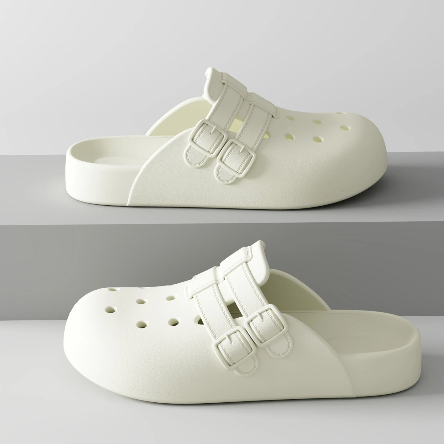 Women Summer Closed-toe Hollow Out Breathable Clogs Slip-on Non-slip Zpaxo WHITE 36-37