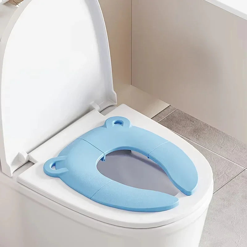 Baby Cartoon Travel Folding Potty Seat Toddler Portable Toilet Training Seat Children Urinal Cushion Children Pot Chair Pad /mat Zpaxo Blue