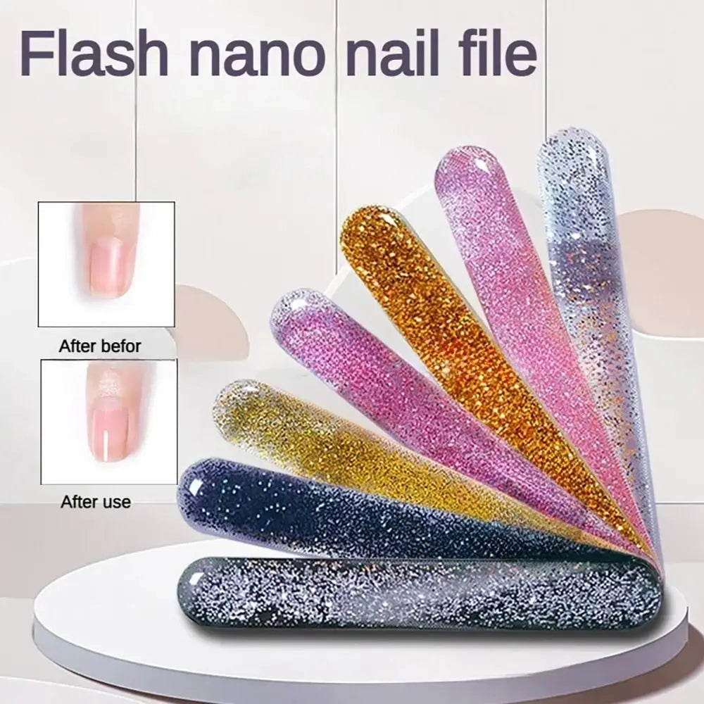 1Pcs Nano Glass Nail File Polisher Salon Manicure Tool Nail Polishing Strip with Storage Case Nail Art Polish Manicure Zpaxo