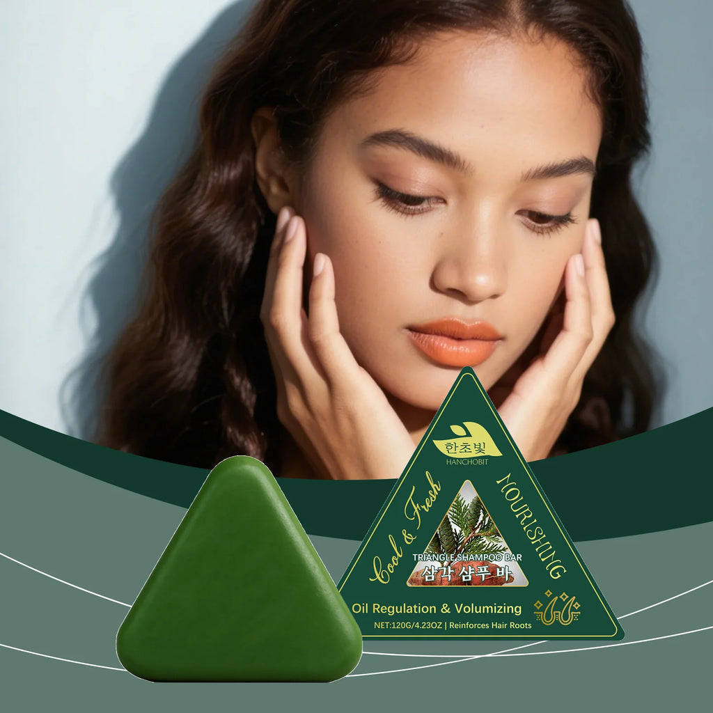 Triangle Herbal Nourishing Shampoo Bar Clean Scalp Reduce Loss Strengthen Hair Control Water-oil Balance Repair Damaged Zpaxo