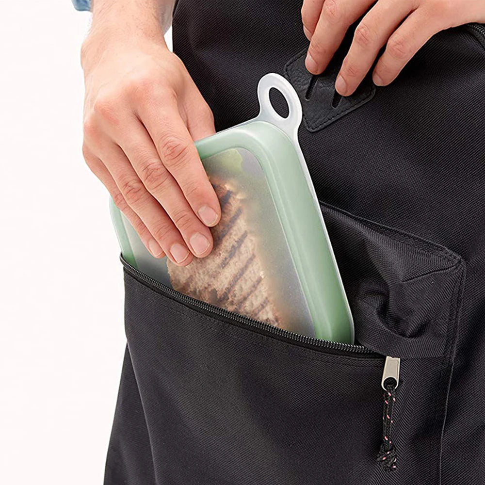 Portable Silicone Sandwich Toast Bento Box With Handle Food Container Snack Box Student Office Worker Lunch Box Zpaxo