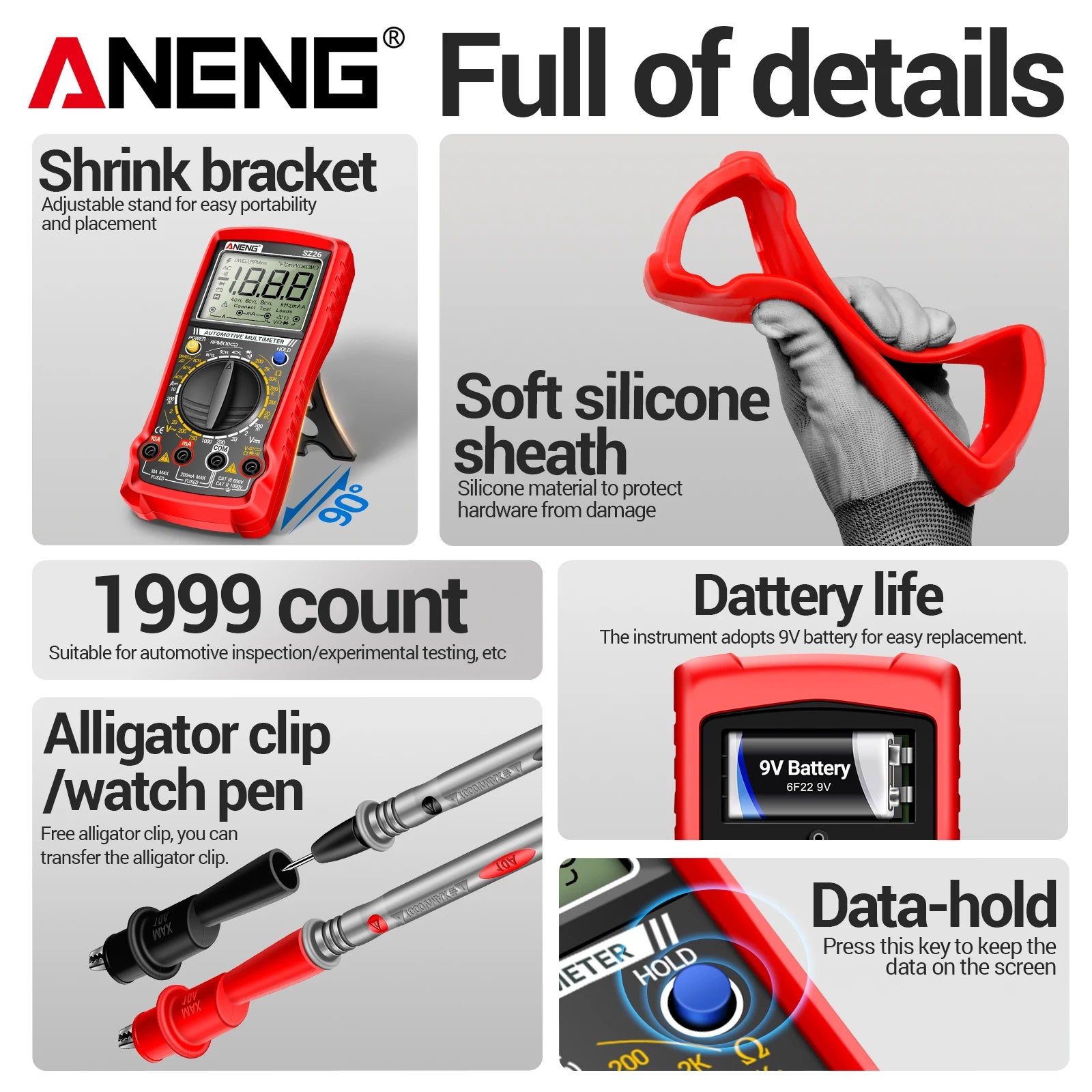 Precision Digital Display Auto Repair Electrician Testing Instrument