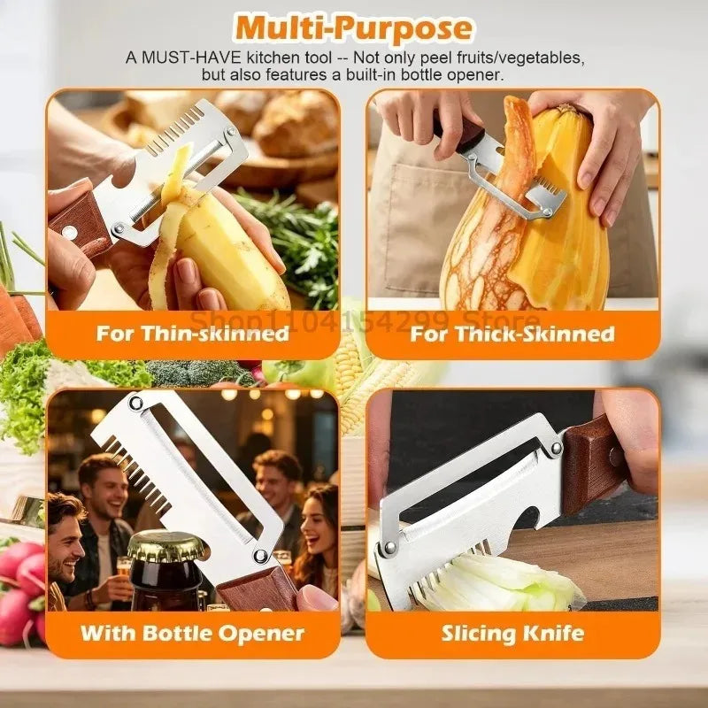 3in1 Professional Fruit Knife Multifunctional Fruit and Vegetable Peeler Tool for Slicer Vegetable Peeler with Bottle Opener Zpaxo