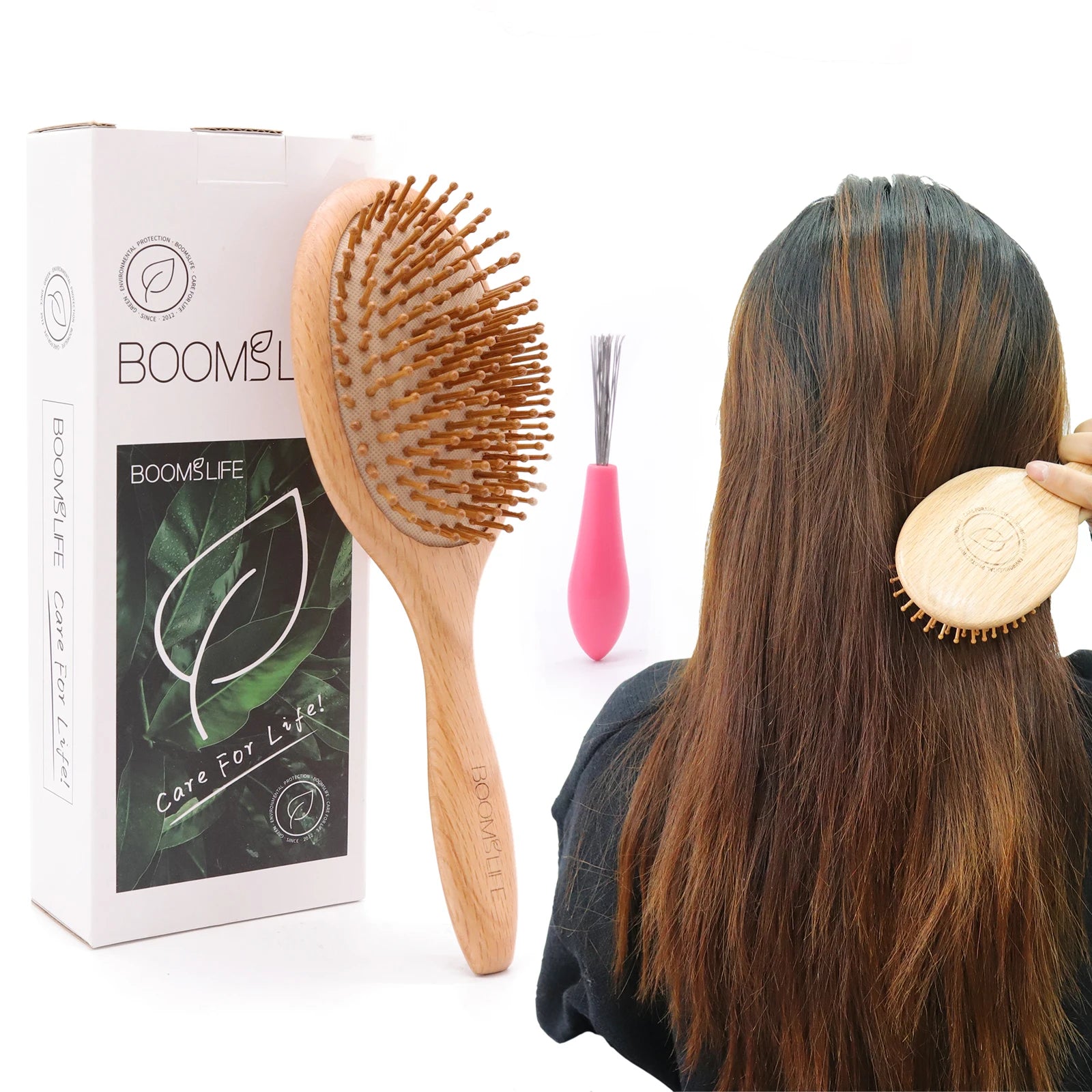 Natural Hair Brush Women Wide Tooth Hair Combs Healthy Paddle Cushion Massage Hairbrush Wooden Comb Hair Care Barber Accessories Zpaxo