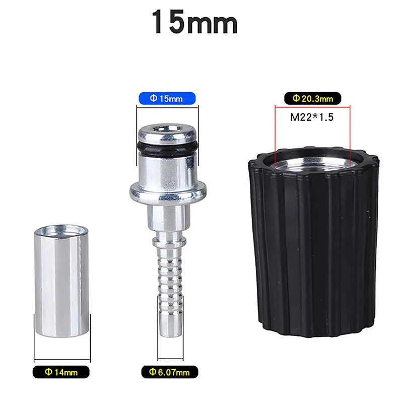 Pressure Washer Hose Insert Fittings D14 D15mm Ring Nut M22 Car Water Zpaxo 2