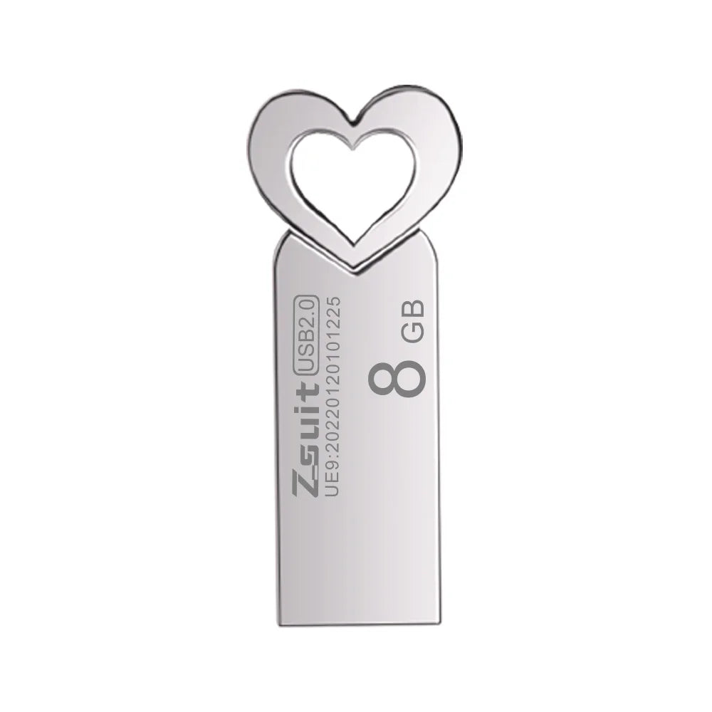 Metal USB3.0 flash drive Waterproof USB flash drive 8GB 16GB 32GB 64GB 128GB Pendrive Heart shaped USB flash drive for Lover Zpaxo 16GB-3.0 Silver