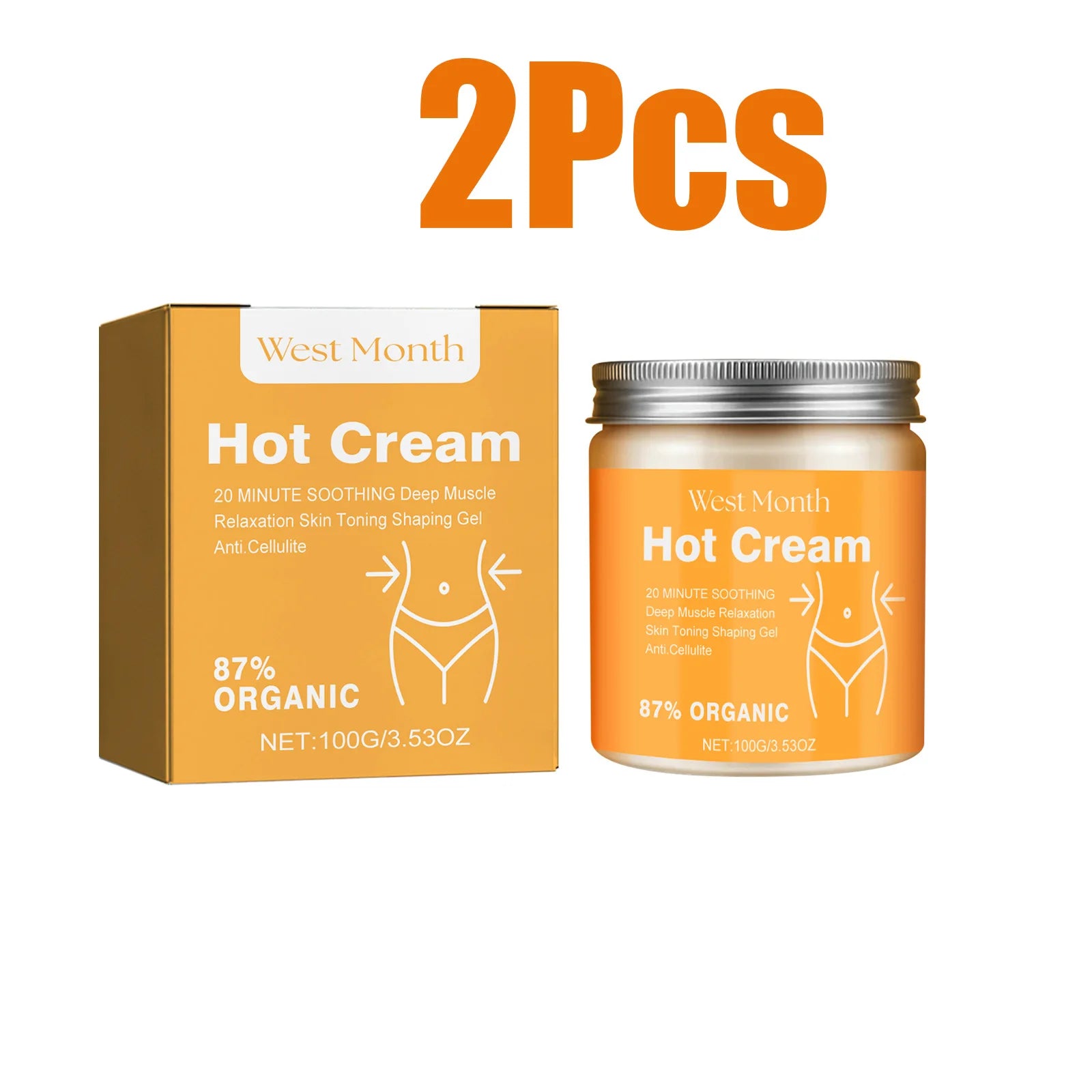 Hot Cream Anti-Cellulite Slimming Lotion 87% Organic | 100g Slimming Body Cream Zpaxo 200g Boxed