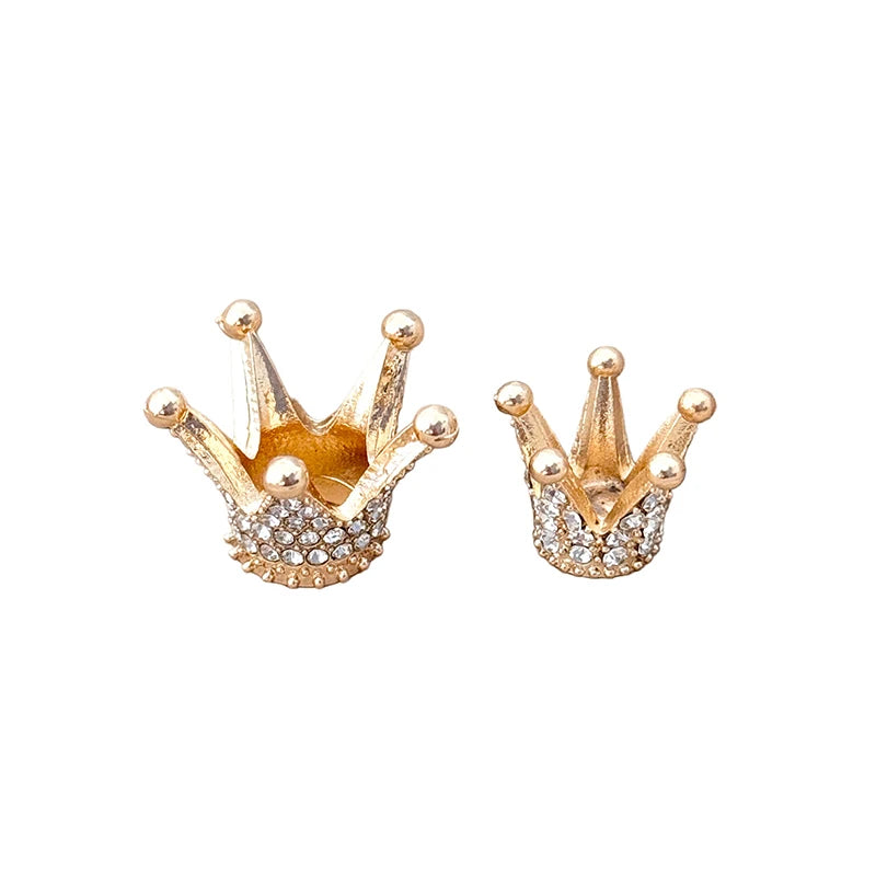 Gold Miniature Dollhouse Crown 2 Mini Alloy Rhinestone Princess Tiara Zpaxo
