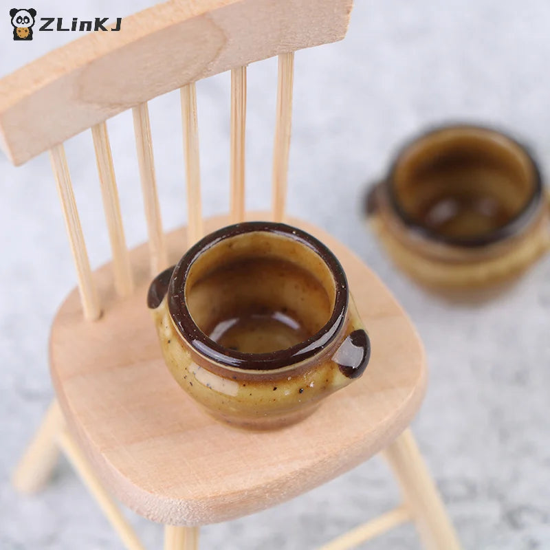 ▶1Pc 1:12 Dollhouse Ceramics Pot Bowl Tableware Vegetable Bowl Soup Bowl Kitchen Toy Zpaxo