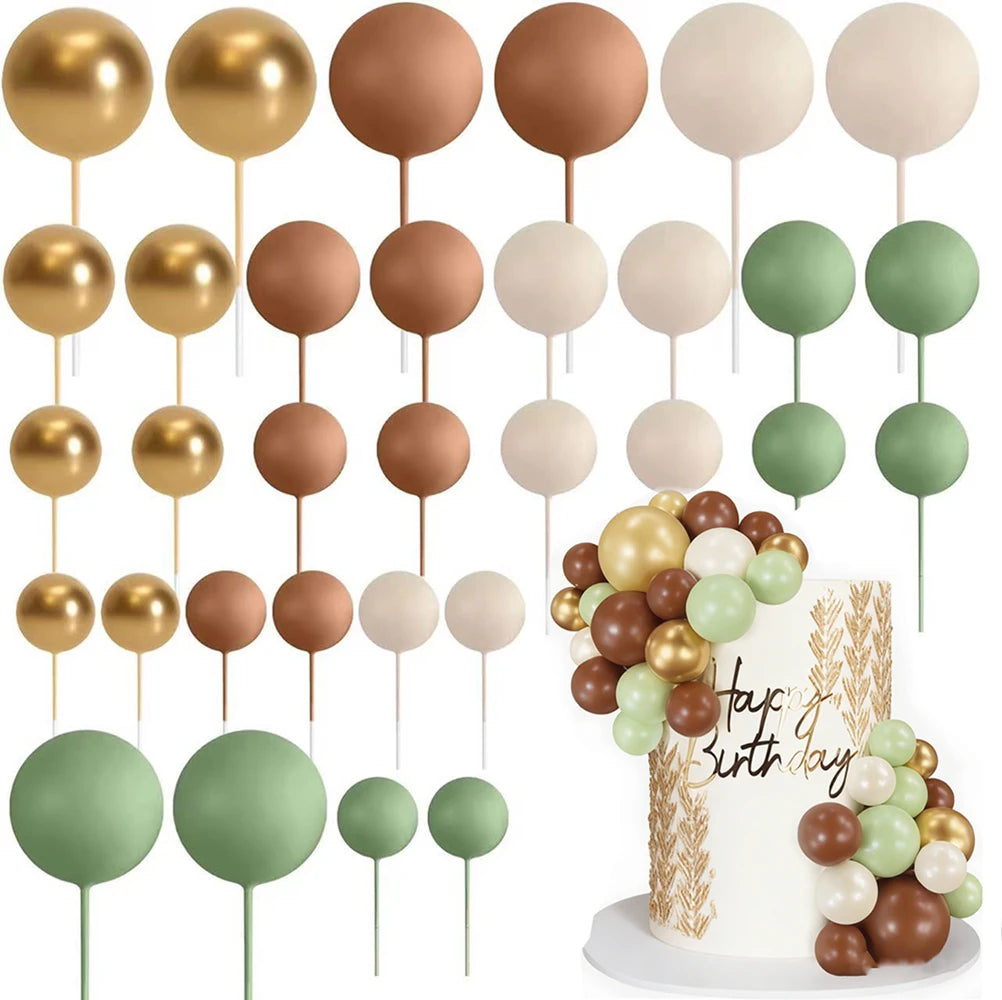 Ball Cake Toppers Colorful Pearl Decorations Birthday Wedding Baby Zpaxo green 3