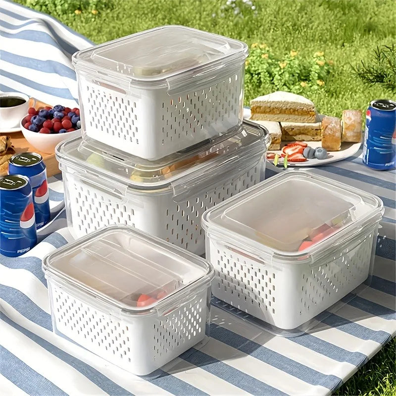 Fruit Storage Containers Fridge Removable Colander Airtight Food