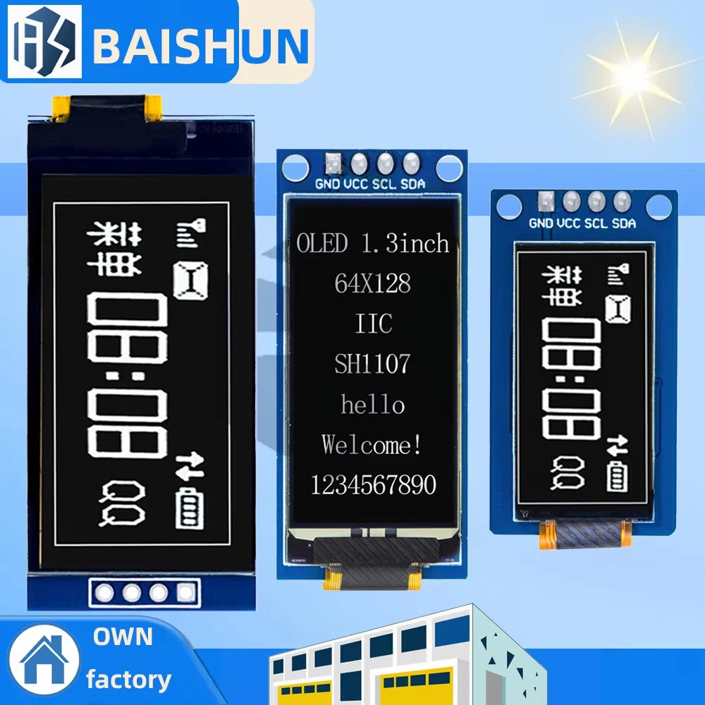 Multi-Size 64×128 OLED Vertical Display Module (0.96/1.3/1.54 Inch) – 4PIN, SH1107/SSD1312/SSD1317 Driven Zpaxo