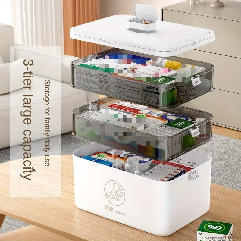 3-Tier Medicine Cabinets Organizer Family Emergency Storage Box