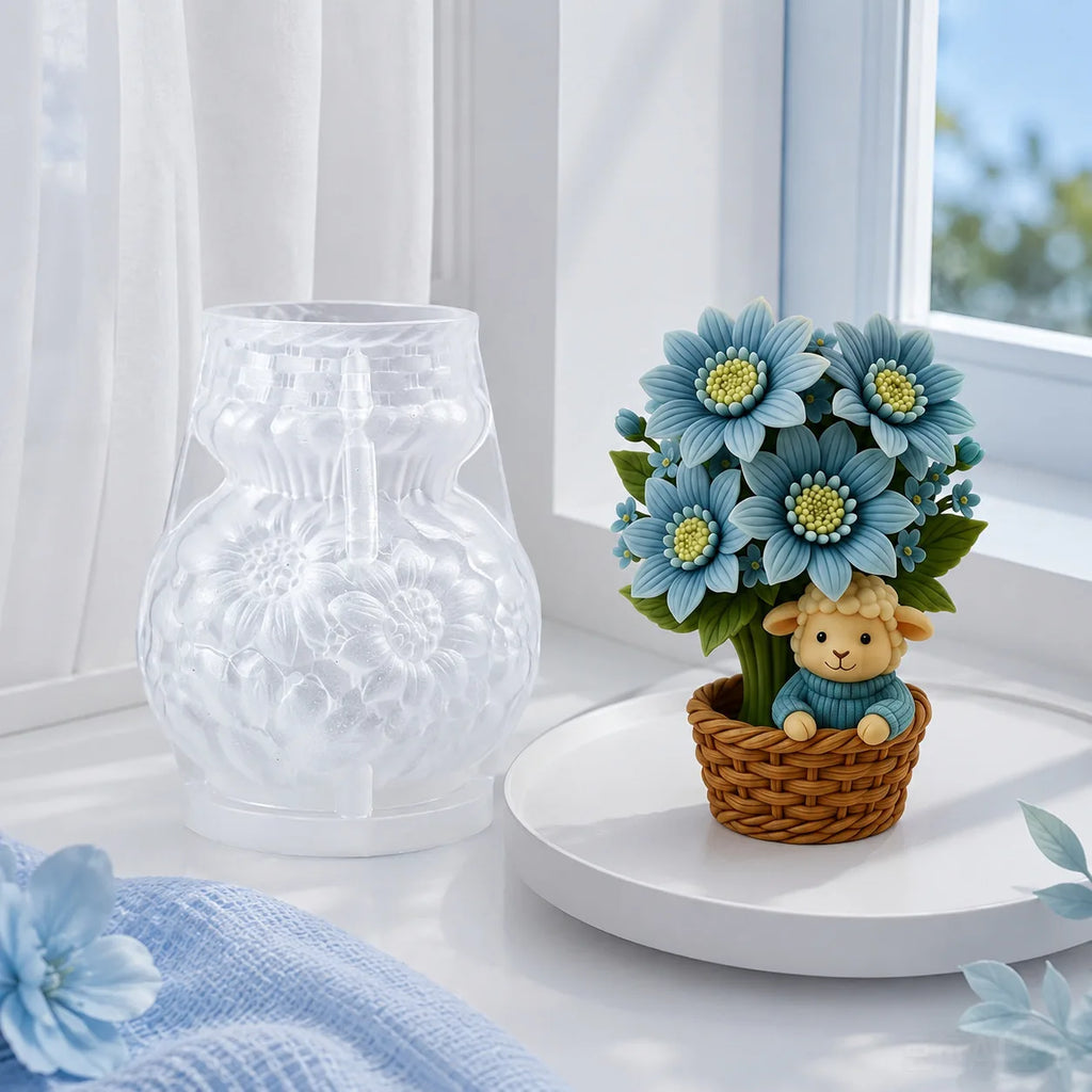 3D Sheep Flower Basket Silicone Candle Mold | DIY Craft Mold Silicone Craft Mold Zpaxo