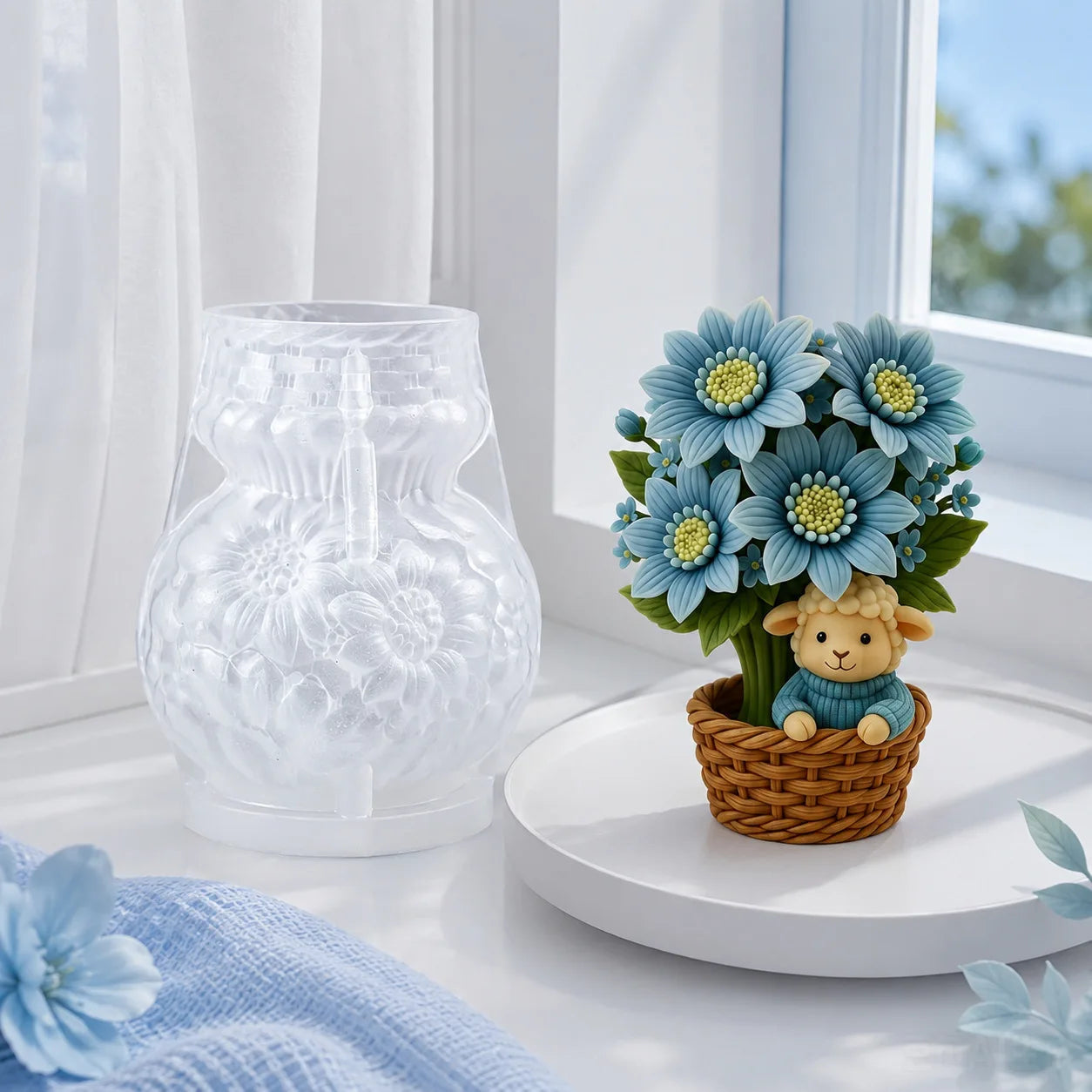 3D Sheep Flower Basket Silicone Candle Mold | DIY Craft Mold Silicone Craft Mold Zpaxo
