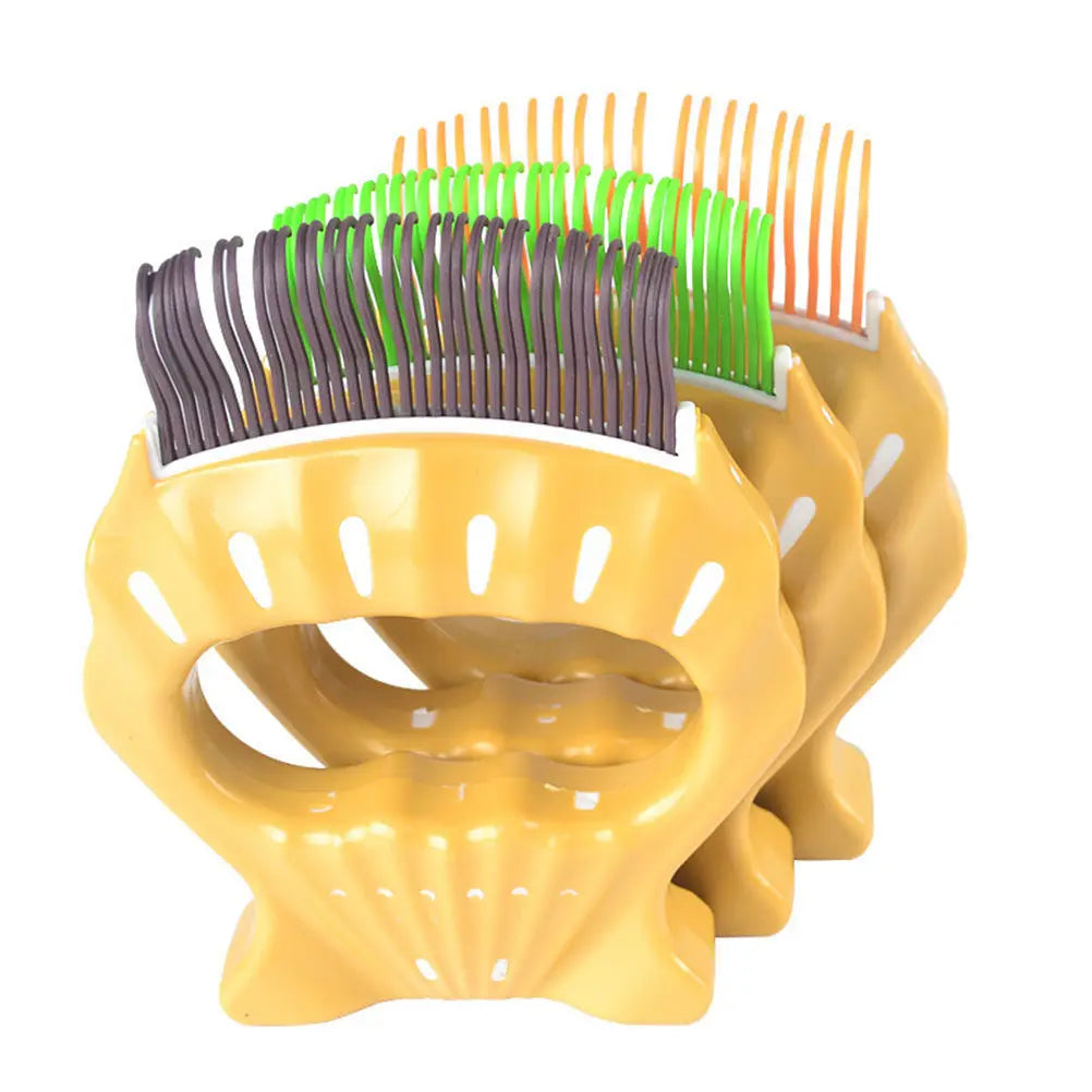 Green Rubber Pet Grooming Brush Shell Shape Design Massage Comb Dogs
