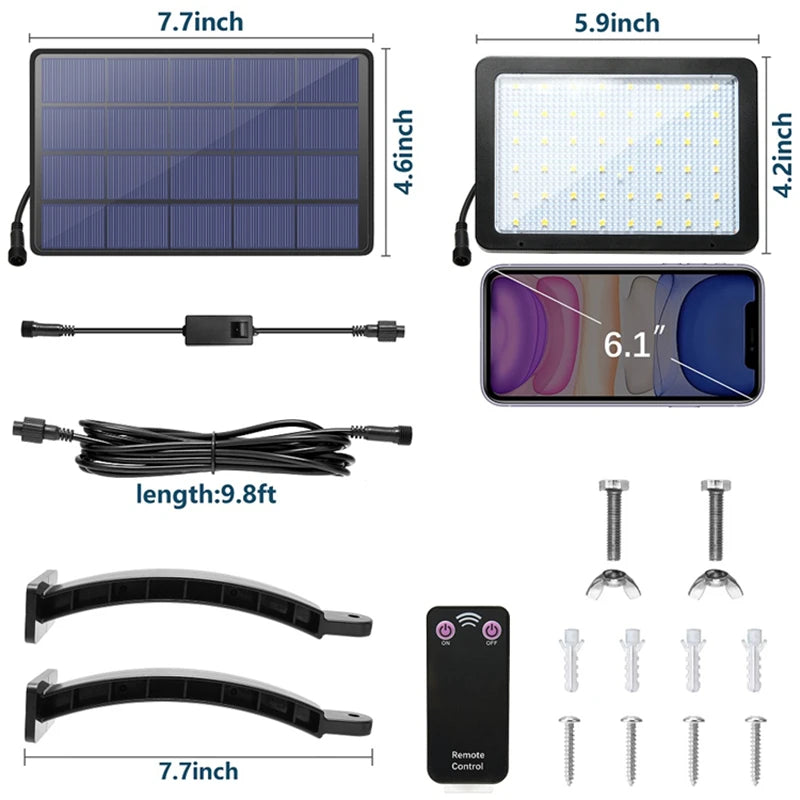 Solar Light Outdoor Waterproof Indoor Remote Wall Split 48LED Lamp Zpaxo