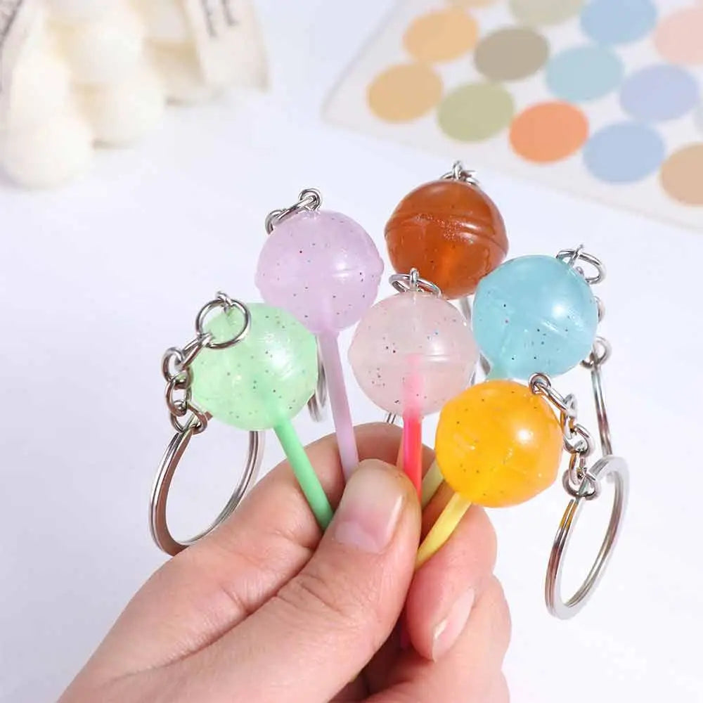 Lovely 3D Food Lollipop Keychain Transparent Bag Ornaments Simulation Zpaxo