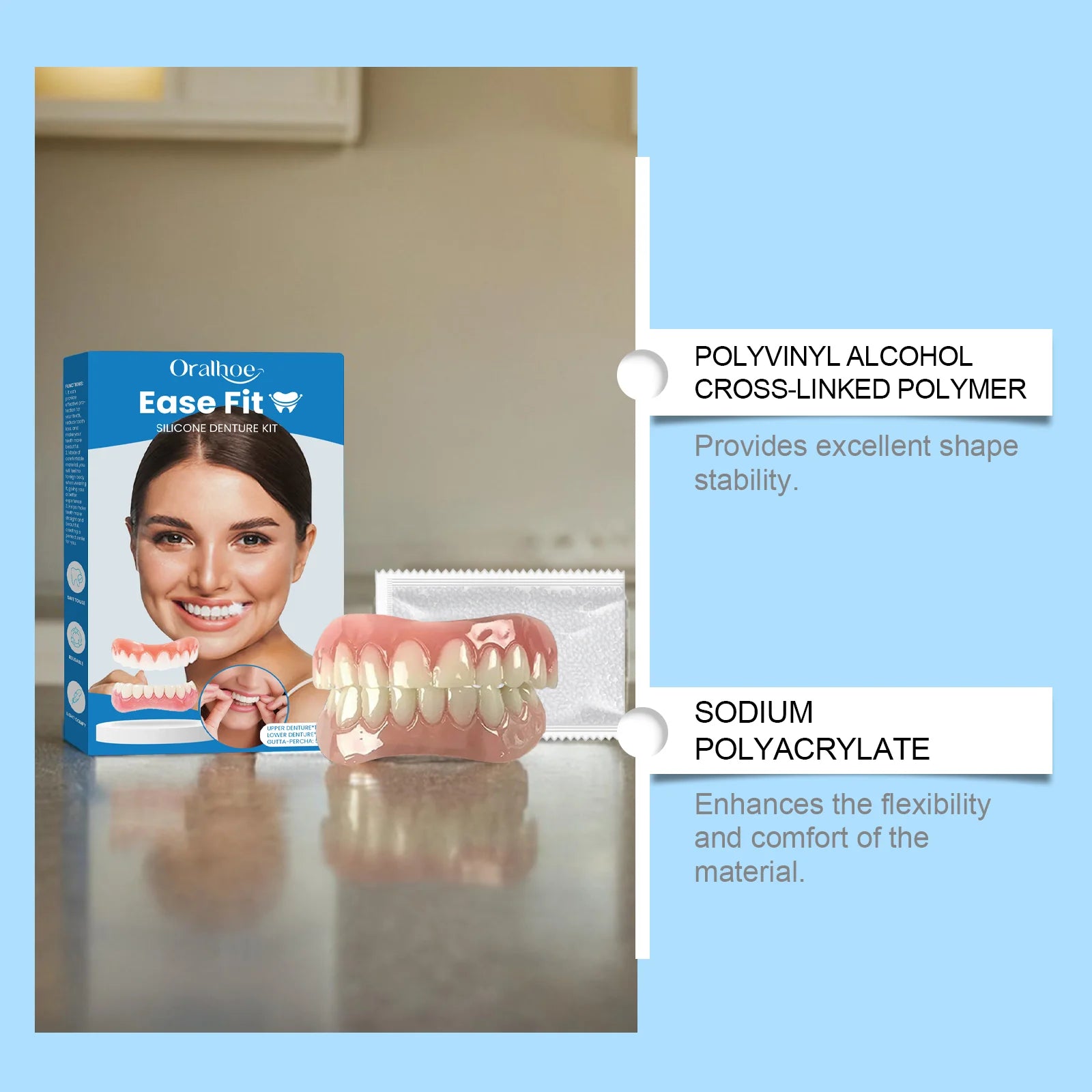 Snap-On Veneers Smile Kit – Seamless Fake Teeth Whitening Cosmetic Veneers Kit Zpaxo