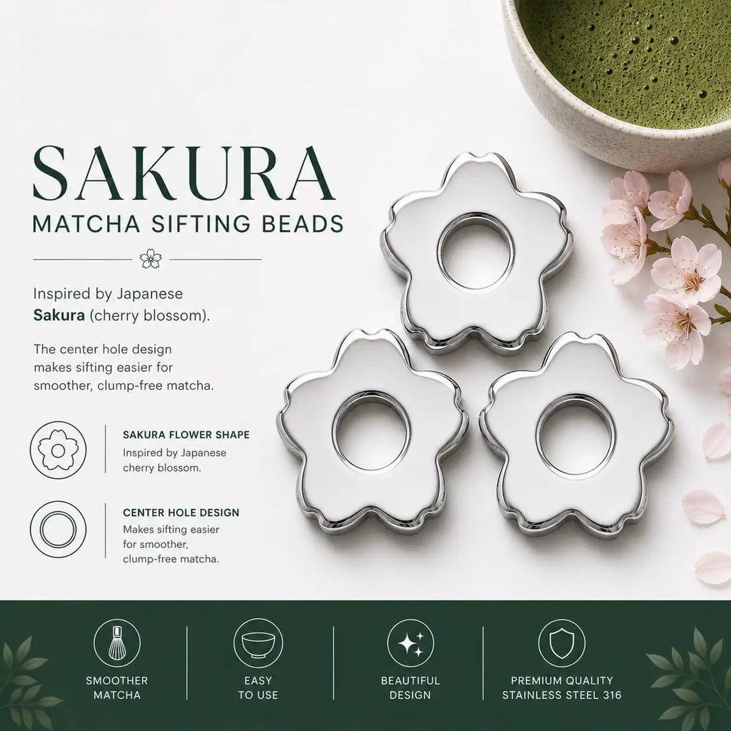 Stainless Steel Matcha Sifter Sakura Pattern Fine Mesh Tea Powder