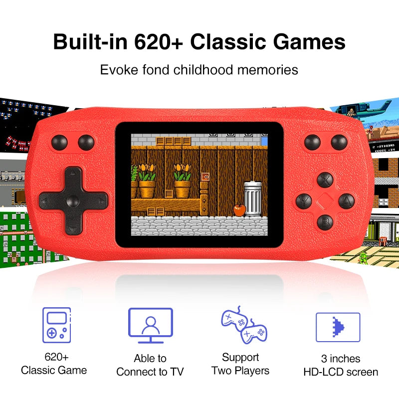 Portable Retro Video Game Console Built 620 Classic Games Handheld