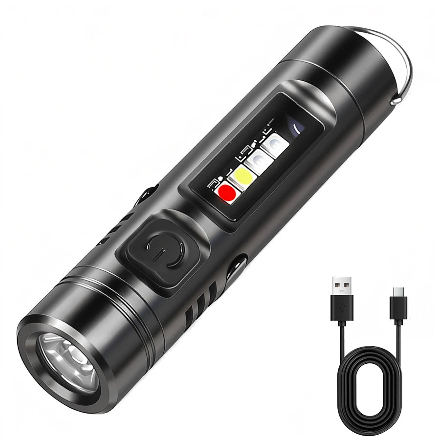 Mini Keychain LED Flashlight – USB-C, IP66, 400LM Torch