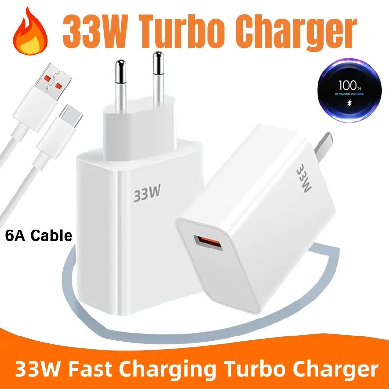 33W Fast Charger QC 3 0 USB Typec Cable 6A Quick Charging Turbo