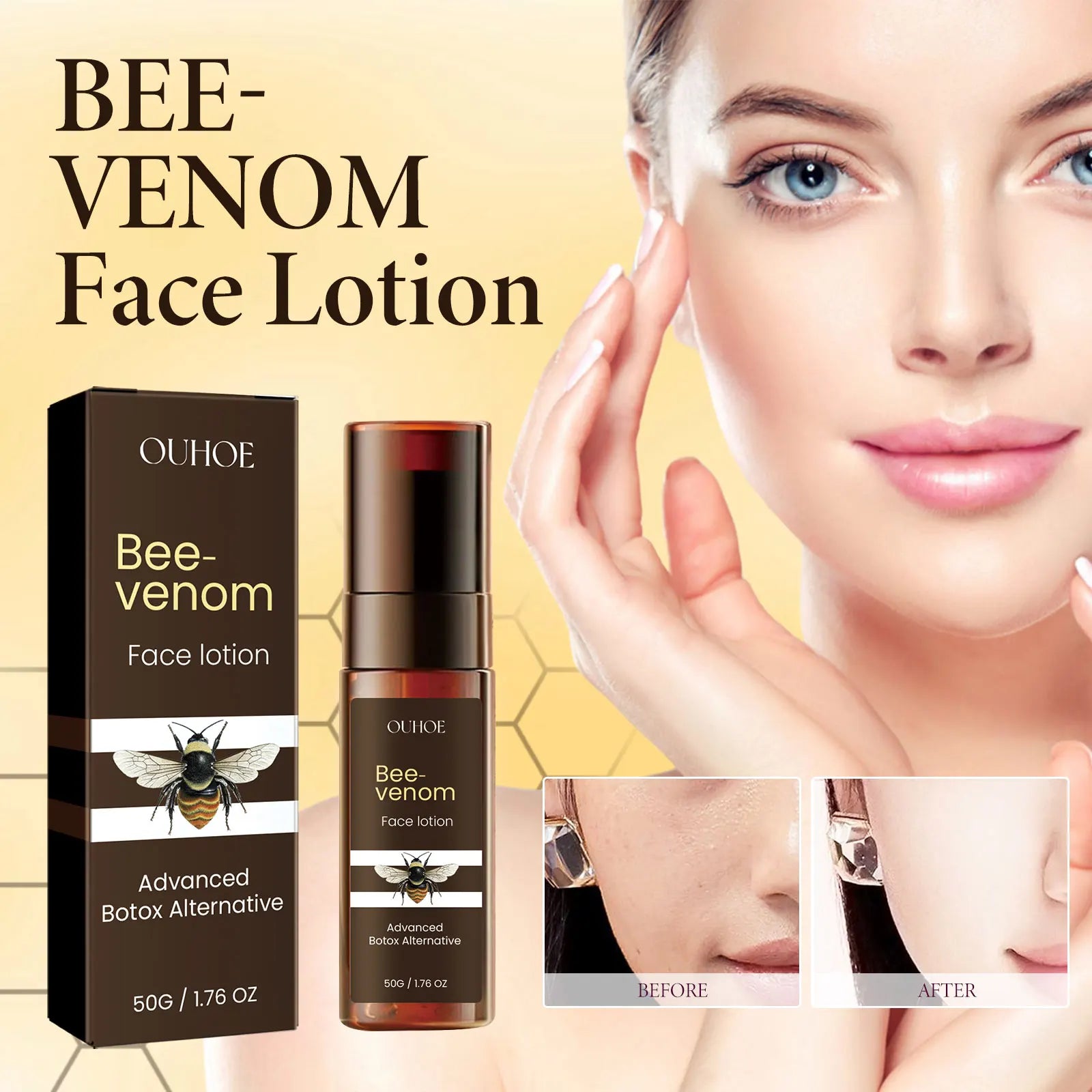 Bee Venom Face Cream 50g Firming Moisturizer for Face Neck Eyes Reduce Fine Lines Wrinkles Anti Aging Hydration with Panthenol Zpaxo