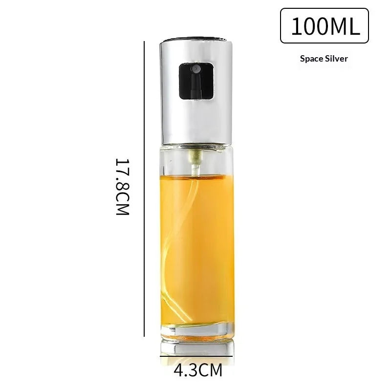 2026 New Press Type Glass Oil Sprayer for Cooking Olive Spray Mister for Salad BBQ Kitchen Baking Empty Vinegar Bottle Zpaxo 100ml silvery