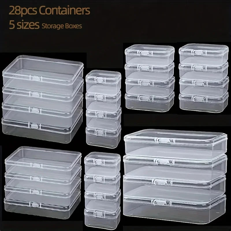 Storage Box Clear Plastic Containers Lids Multipurpose Organizer Zpaxo 28pcs