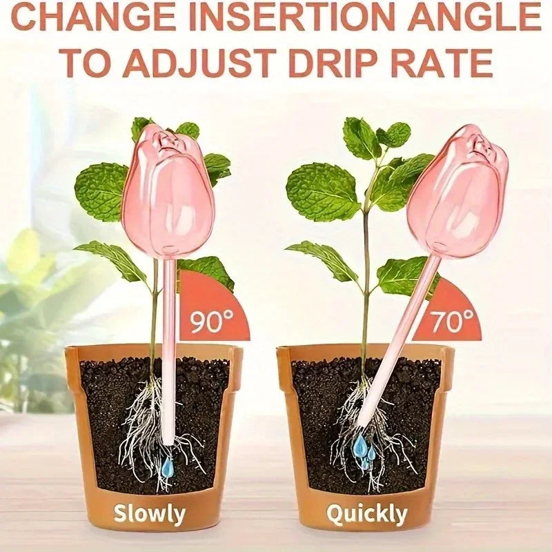 Tulip Watering Globes for Plants – Automatic Self-Watering System, Slow-Release for Indoor & Outdoor Potted Plants, Cacti – Deco Zpaxo