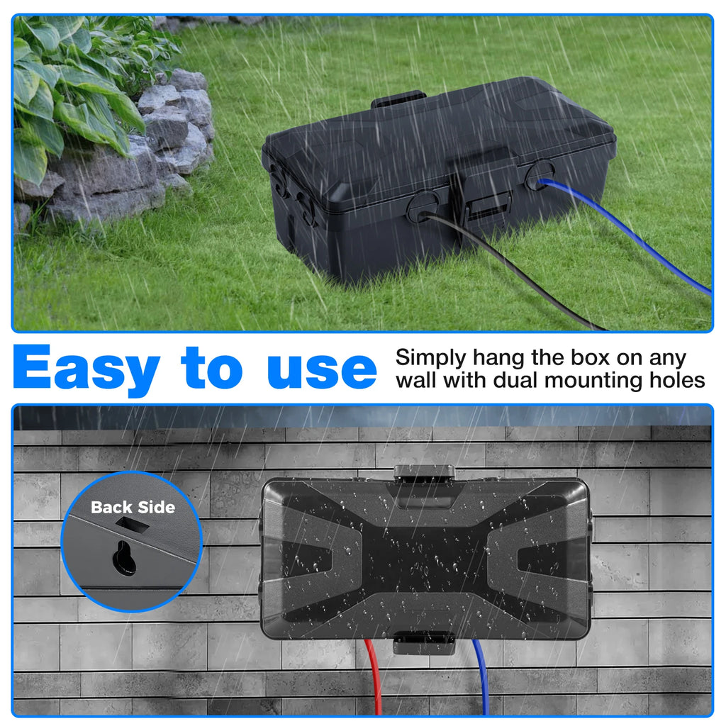 Large Outdoor Electrical Box IP54 Waterproof Extension Cord Cover Weatherproof Protect Outlet, Plug, Socket, Timer, Power Strip, Zpaxo