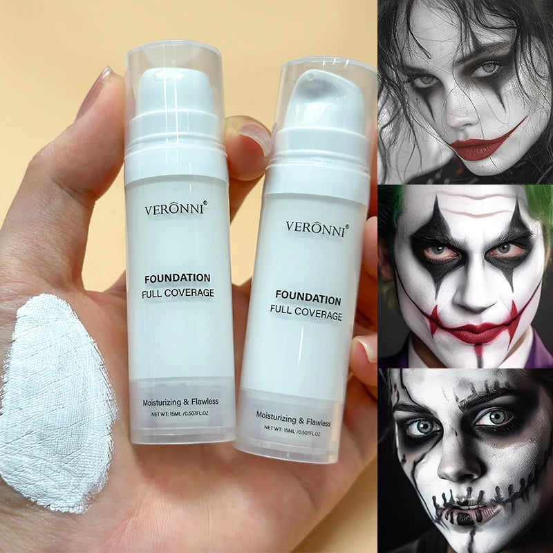 White Liquid Foundation Blending Pure-15ml Silky Creamy Matte Long-Wearing Transfer-Resistant for Stage Cosplay Halloween Makeup Zpaxo