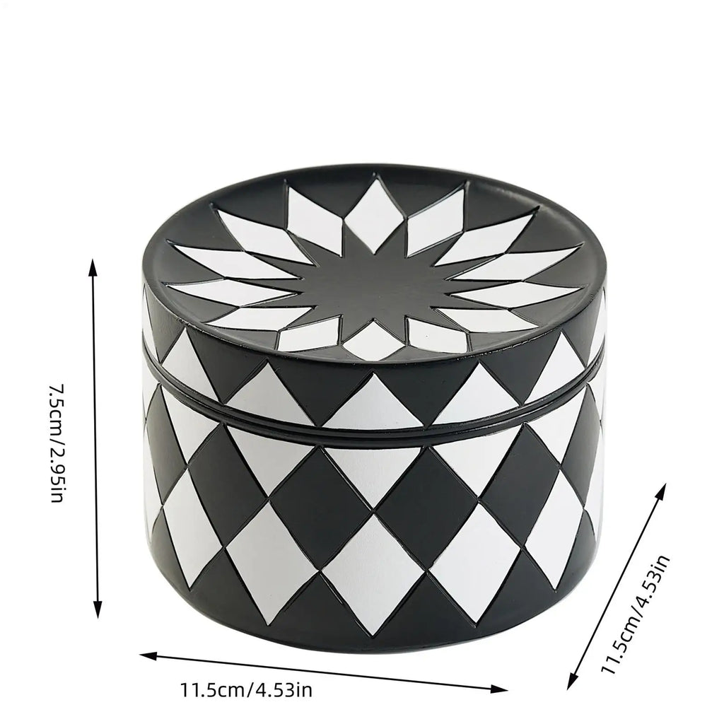 Decorative Jewelry Box Display Tray Lid Black White Checkered