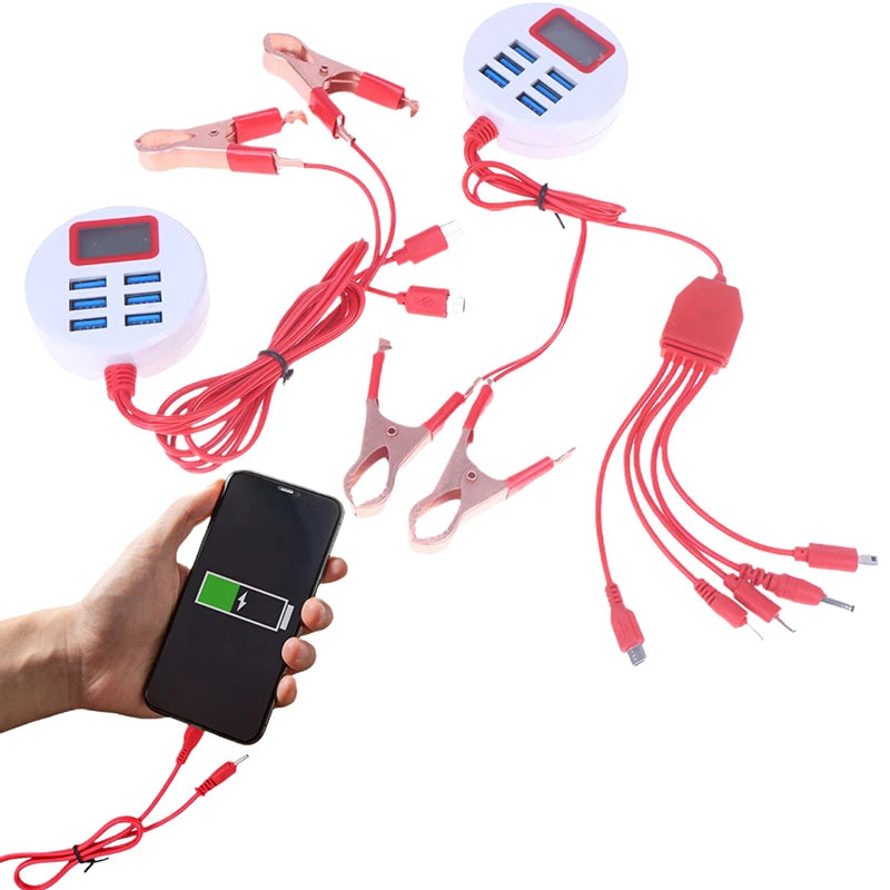 6-Port USB Clip Battery Charger with LCD Display | 5V 1A