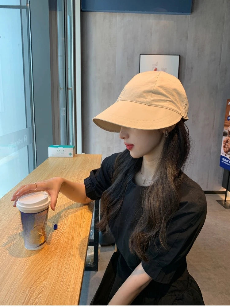 High quality summer solid color sun hat with face covering sun protection duck tongue fisherman hat outdoor sports women's hat Zpaxo