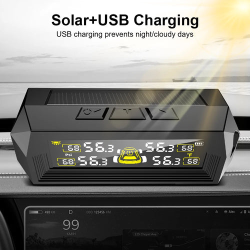 0-6 8Bar 4 External Sensors Digital LCD Display USB Solar TPMS Tyre Zpaxo