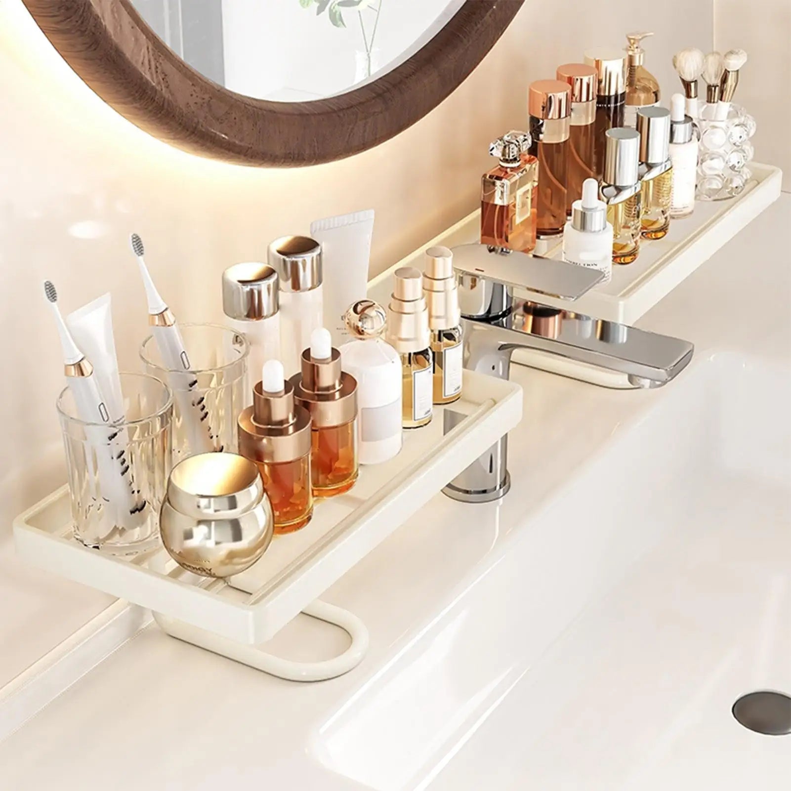 Faucet Storage Rack No-drill Carbon Steel Over Sink Holder Kitchen