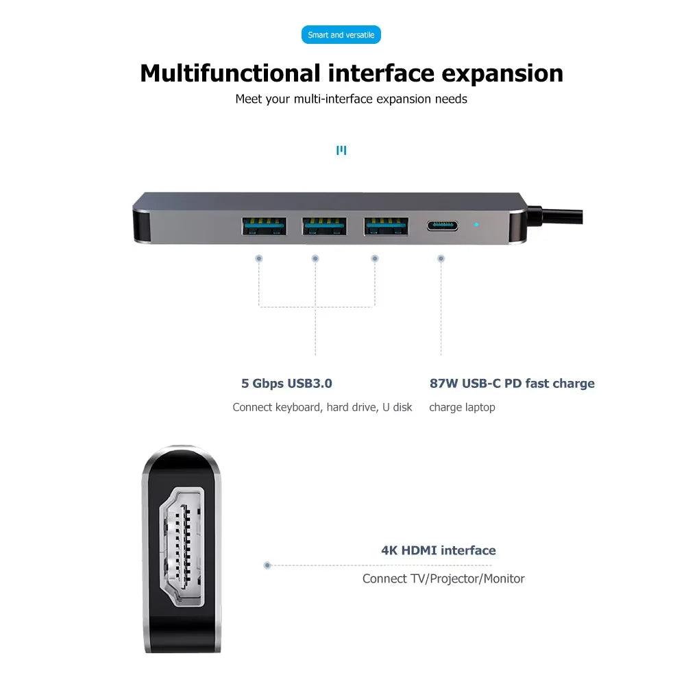 USB Hub 1 TF SD Card Reader 5Gbps Speed USB3 0 Splitter Adapter Zpaxo