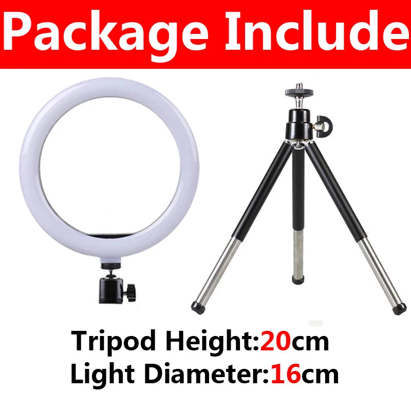 LED Selfie Ring Lighting Photographic Lamp Fill Light Mini Tripod Zpaxo B-16cm