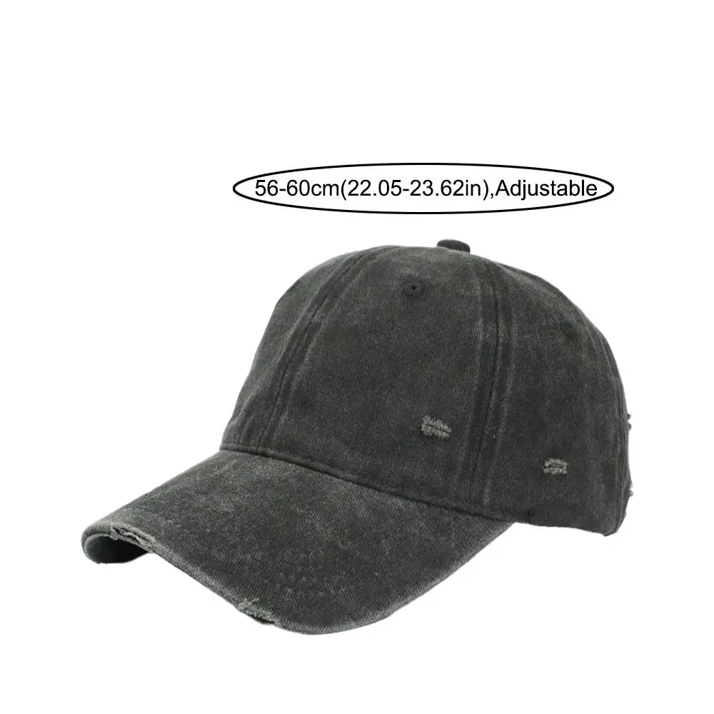Ripped Brim Broken Hole Baseball Cap Visor Washed Cotton Baseball Hats Adjustable Casual Sunscreen Hats For Man Women Unisex Zpaxo