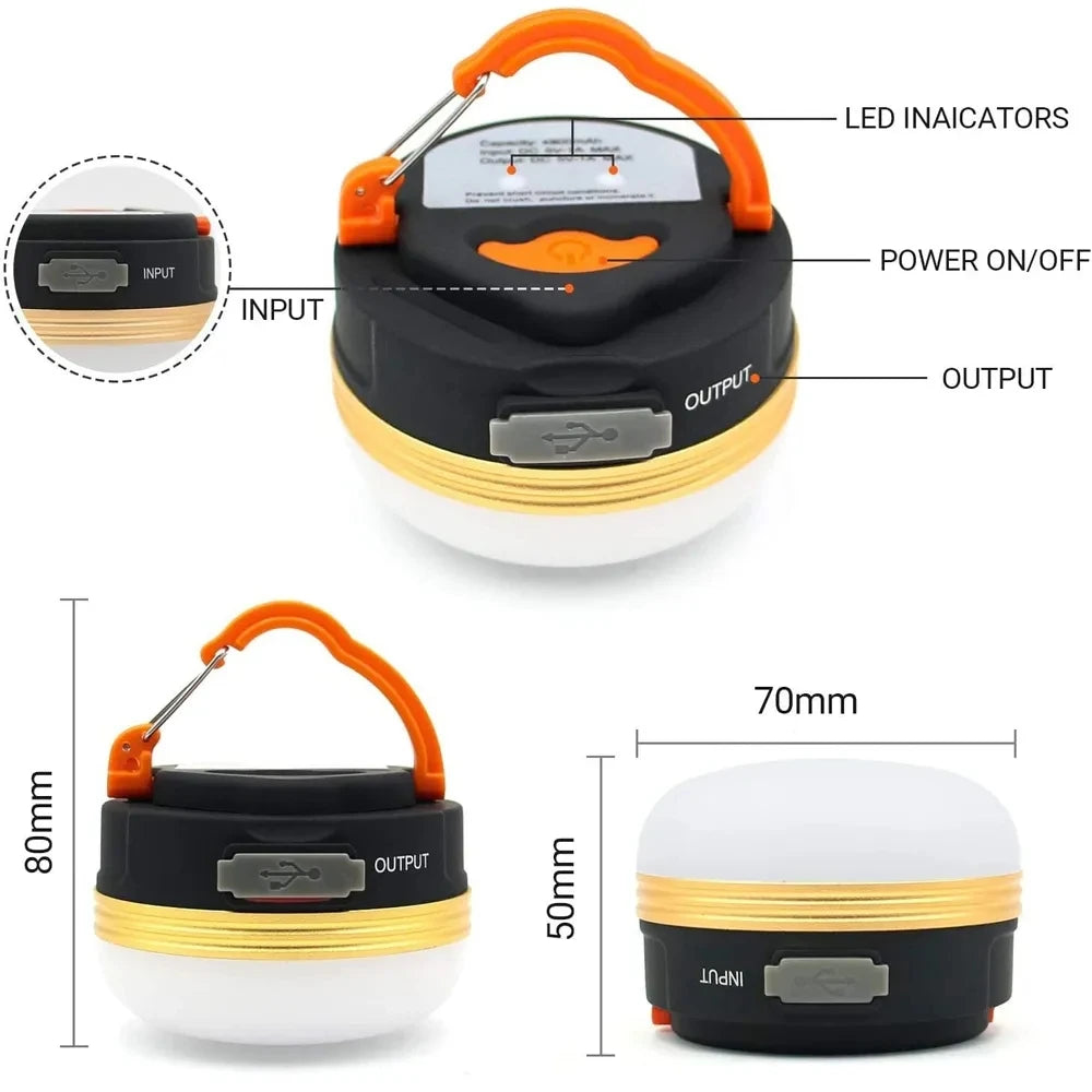 10W LED Camping Lantern USB Rechargeable 1800mAh Tent Light