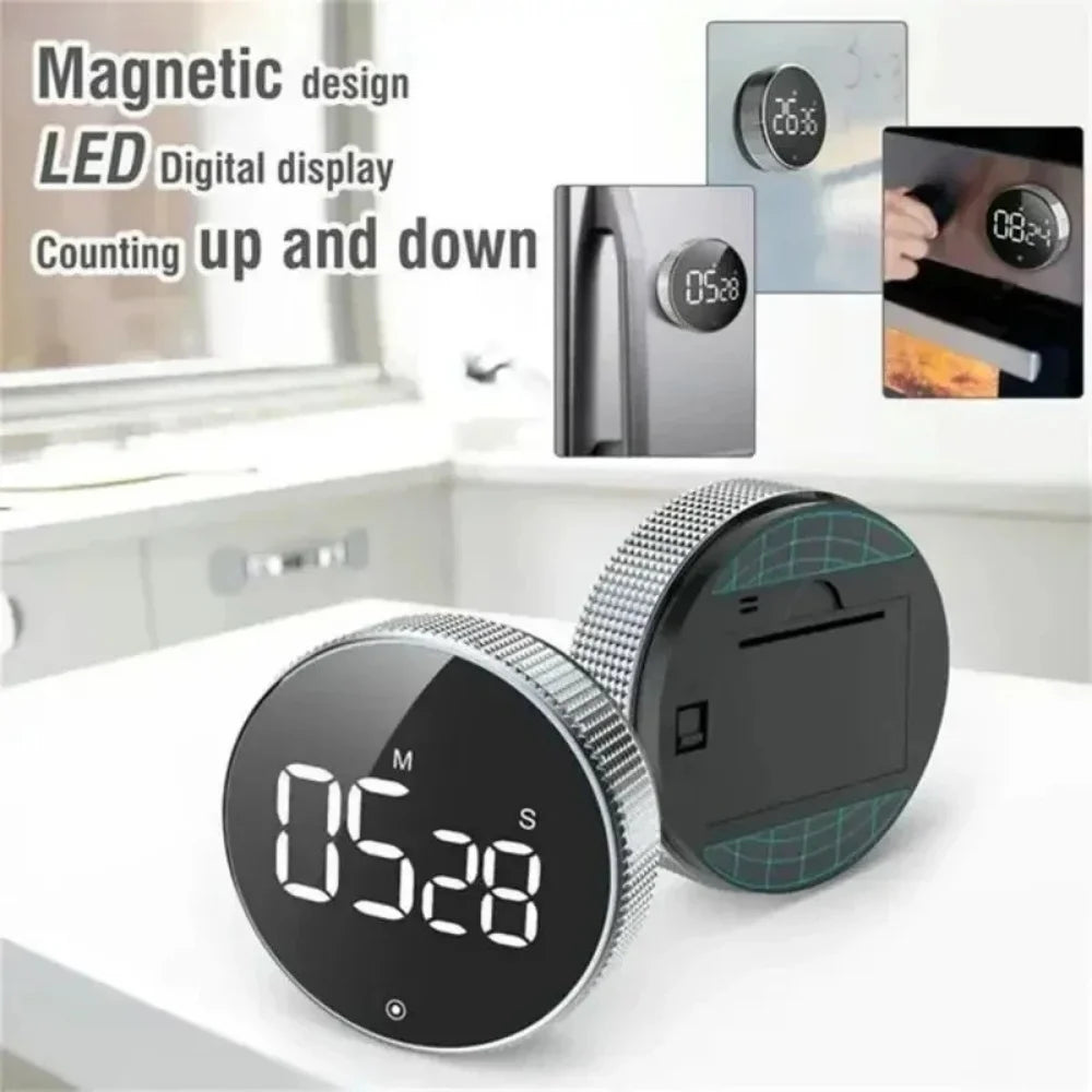 LED Digital Kitchen Timer – Magnetic Rotary Countdown Timer Kitchen Countdown Timer Zpaxo