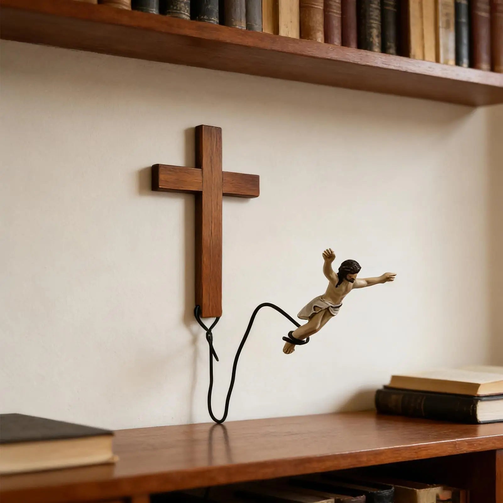 Jumping Jesus Wall Decor Humorous Religious Statue Christian Easter