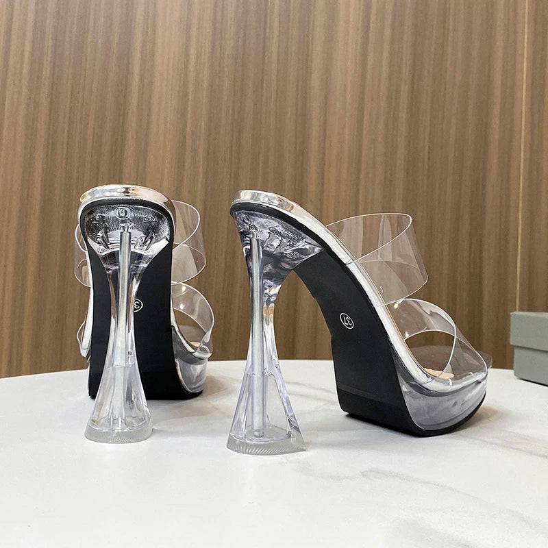 Voesnees Stripper Shoes 2026 Summer Woman Sandals Elegant Heels Clear