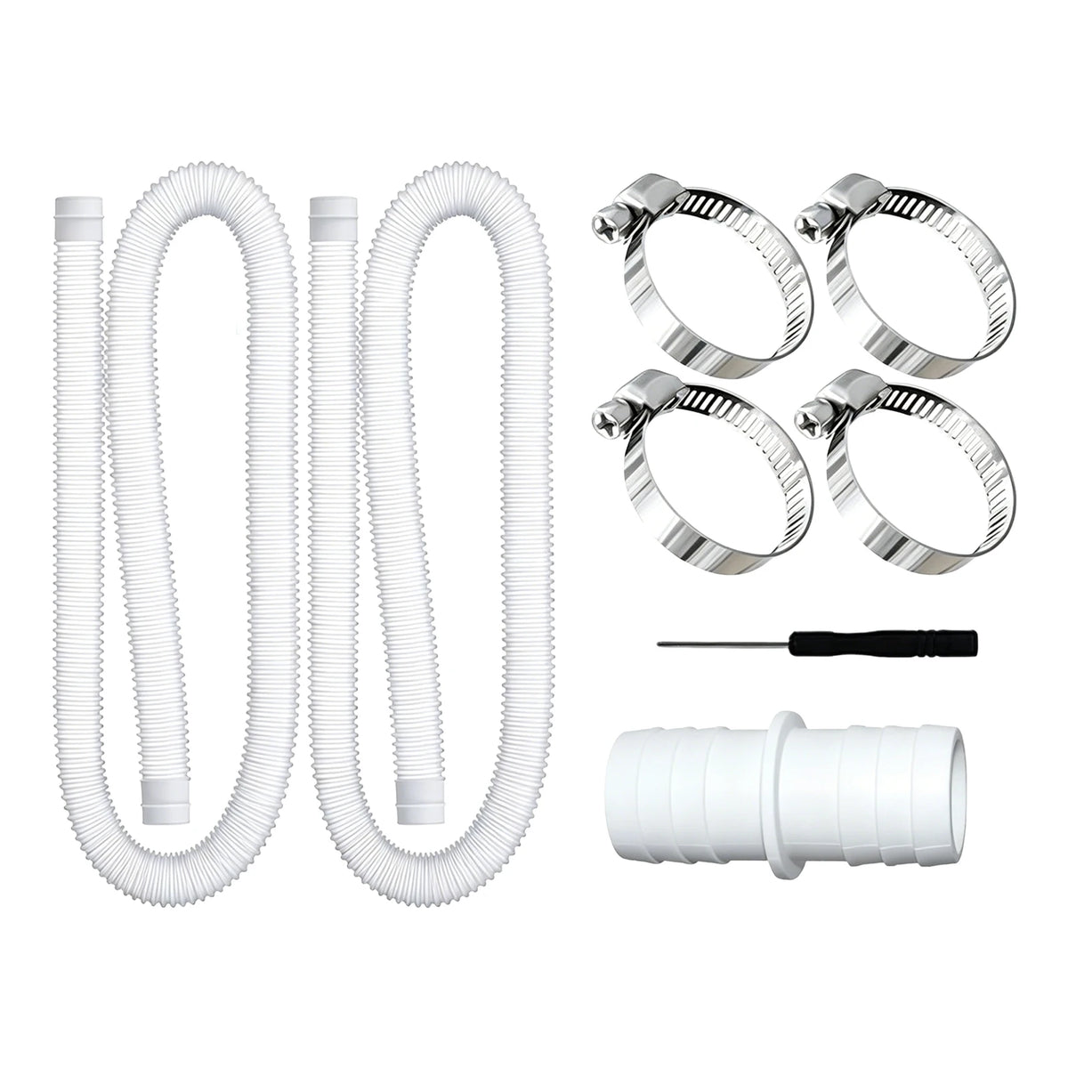 1.5m Filter Pumps Flexible Hoses Leak-Proof Above Ground Pools Filtration Pump Hoses 32mm For 300/330/530/1000 Gallon Pumps Zpaxo WHITE