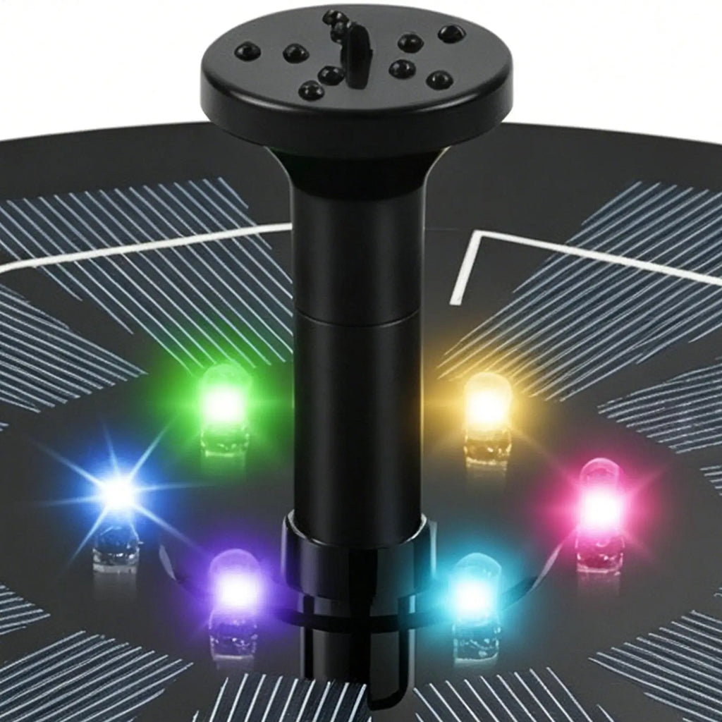 Floating Solar Bird Bath Fountain LED Lights Water Pump Outdoor
