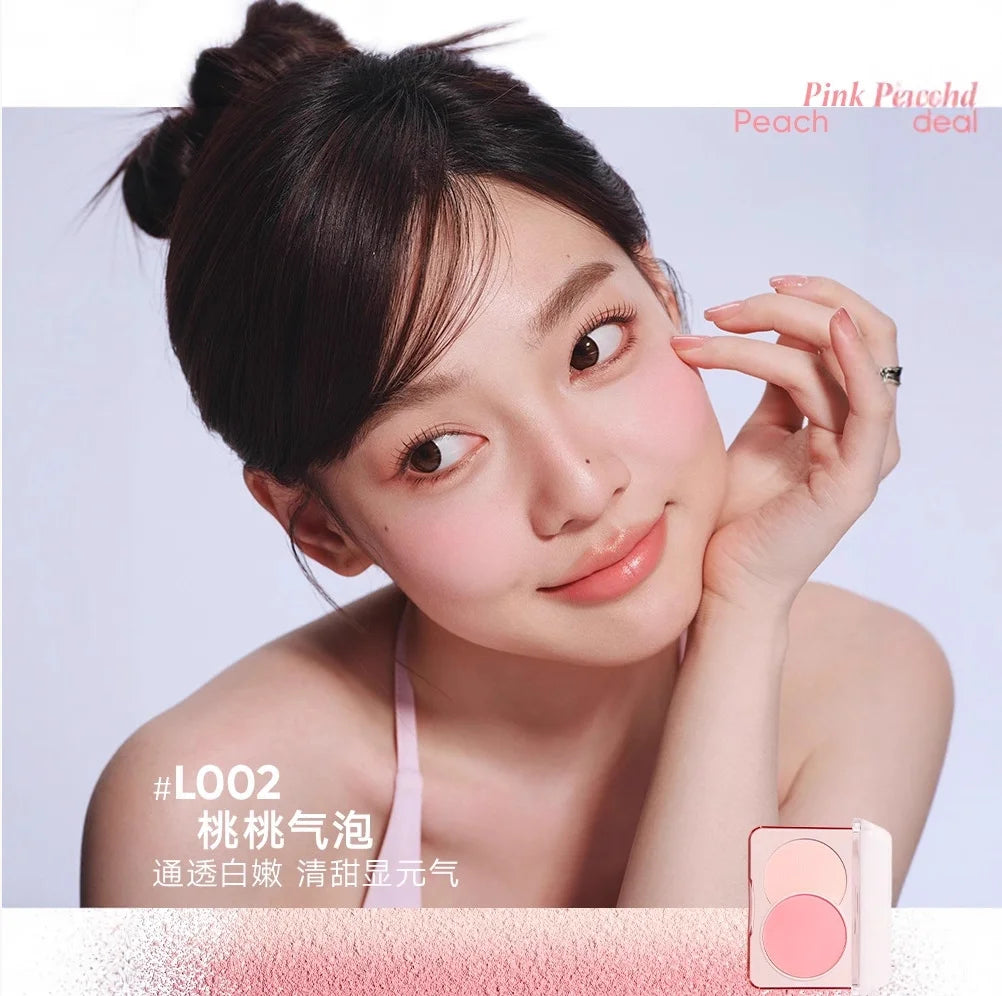 Judydoll Dual -Color Blush Combination Blusher Highlighter 2in1 Swelling Color Cheek Natural Original Makeup Cosmetics Zpaxo
