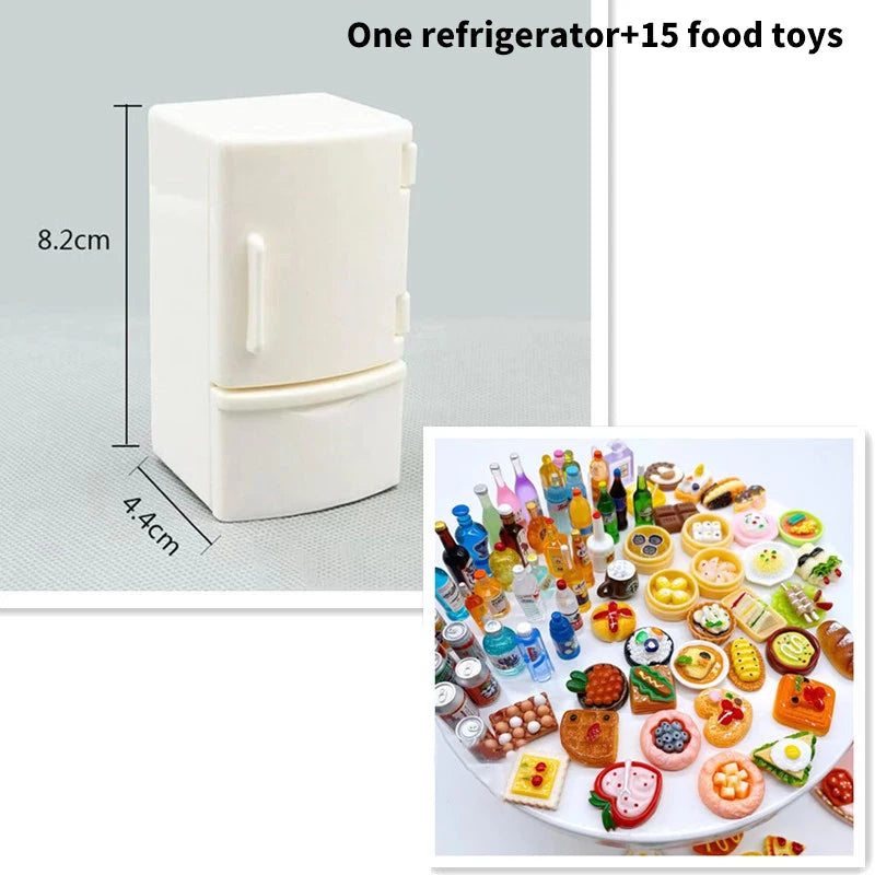 Mini 1 12 Dollhouse Kitchen Furniture White Refrigerator Food Unique Zpaxo A2